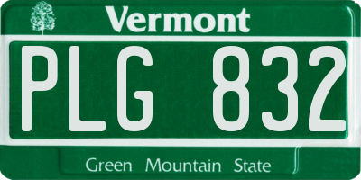 VT license plate PLG832