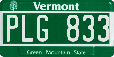 VT license plate PLG833