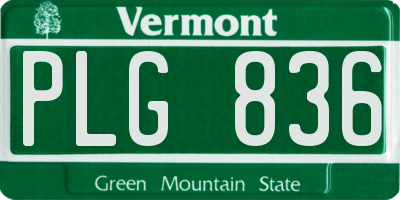 VT license plate PLG836