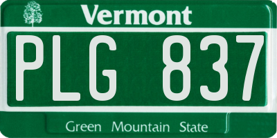 VT license plate PLG837