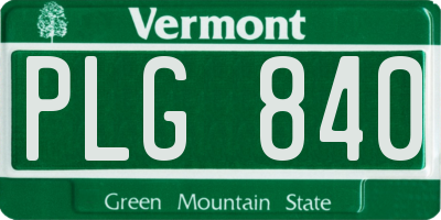 VT license plate PLG840