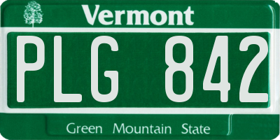 VT license plate PLG842