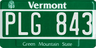 VT license plate PLG843