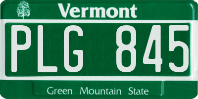 VT license plate PLG845