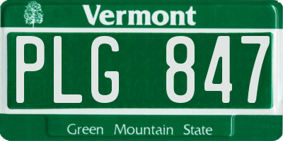 VT license plate PLG847