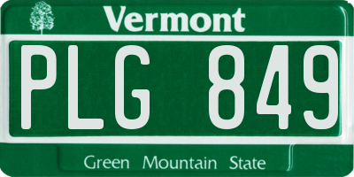 VT license plate PLG849