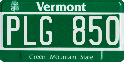 VT license plate PLG850