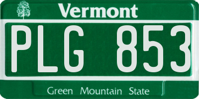 VT license plate PLG853