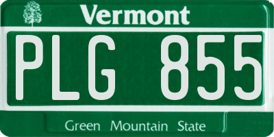 VT license plate PLG855