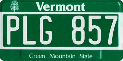 VT license plate PLG857