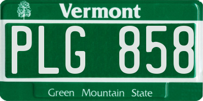 VT license plate PLG858