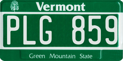 VT license plate PLG859