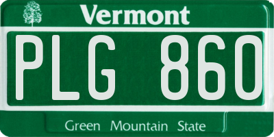 VT license plate PLG860