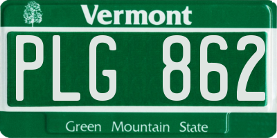 VT license plate PLG862