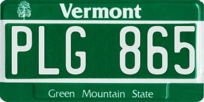 VT license plate PLG865