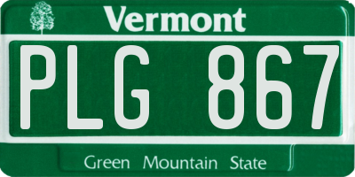 VT license plate PLG867