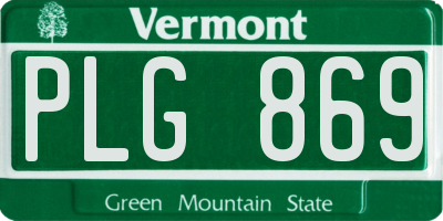 VT license plate PLG869