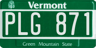 VT license plate PLG871