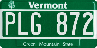 VT license plate PLG872