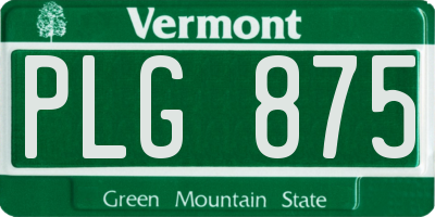 VT license plate PLG875