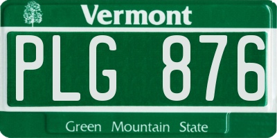 VT license plate PLG876