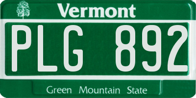 VT license plate PLG892