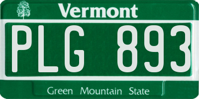 VT license plate PLG893