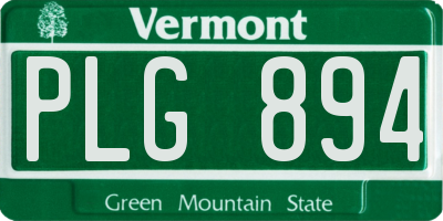 VT license plate PLG894