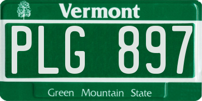 VT license plate PLG897