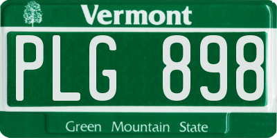 VT license plate PLG898