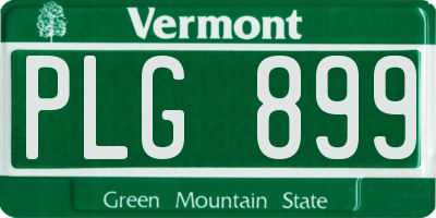 VT license plate PLG899