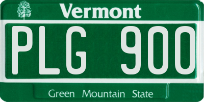 VT license plate PLG900