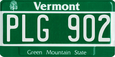 VT license plate PLG902