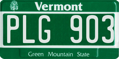 VT license plate PLG903
