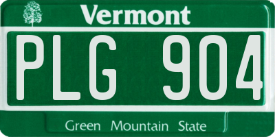 VT license plate PLG904