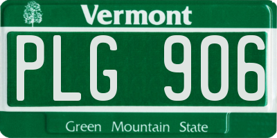 VT license plate PLG906
