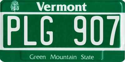 VT license plate PLG907