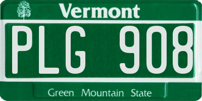 VT license plate PLG908