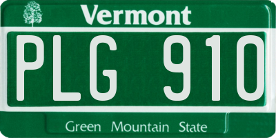VT license plate PLG910