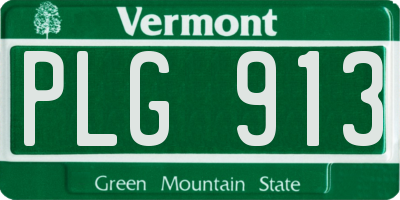 VT license plate PLG913