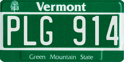 VT license plate PLG914