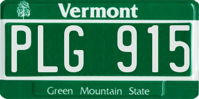 VT license plate PLG915