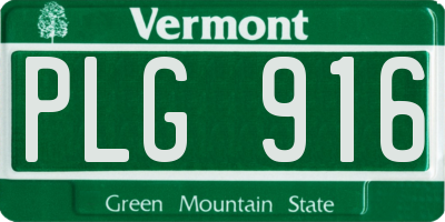 VT license plate PLG916