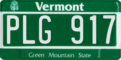 VT license plate PLG917