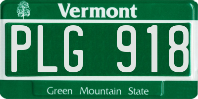 VT license plate PLG918