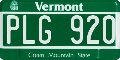 VT license plate PLG920