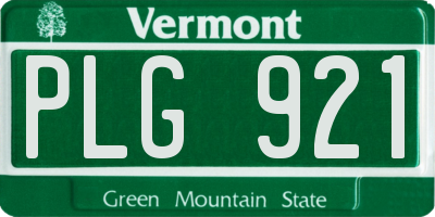 VT license plate PLG921