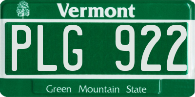 VT license plate PLG922