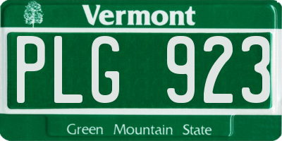 VT license plate PLG923