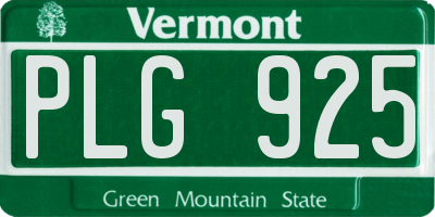 VT license plate PLG925